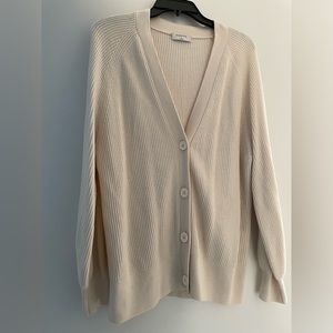 Babaton Aritzia cream ribbed cardigan sweater S